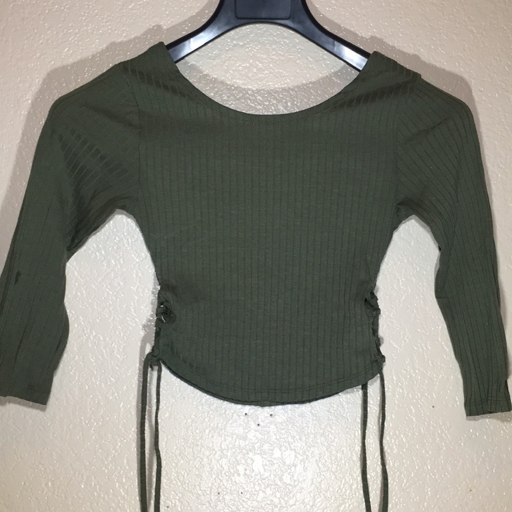Short-Sleeve Crop Top with Lace Sides